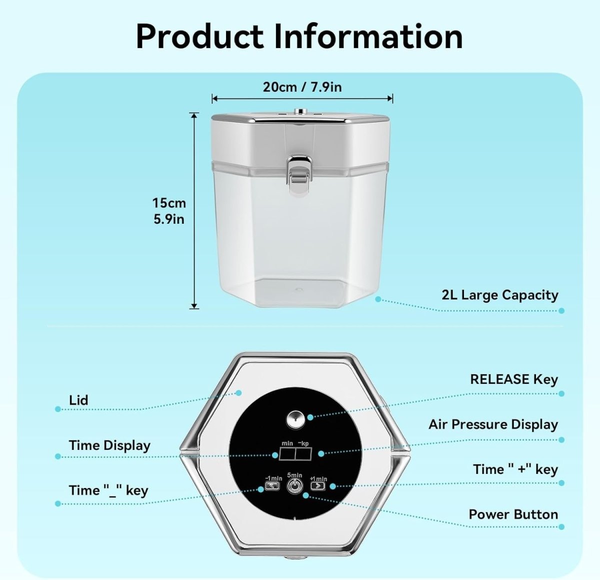 2L Resin Bubble Remover Vacuum Chamber 95kPa Epoxy Degassing Machine - Kwikley