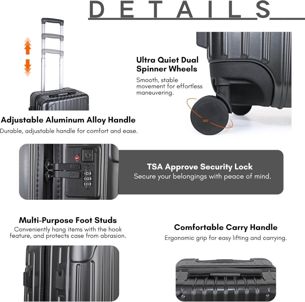 2pc Carry On Luggage Set Vanity Case & Cabin Spinner TSA Lock Cup Holder - Kwikley