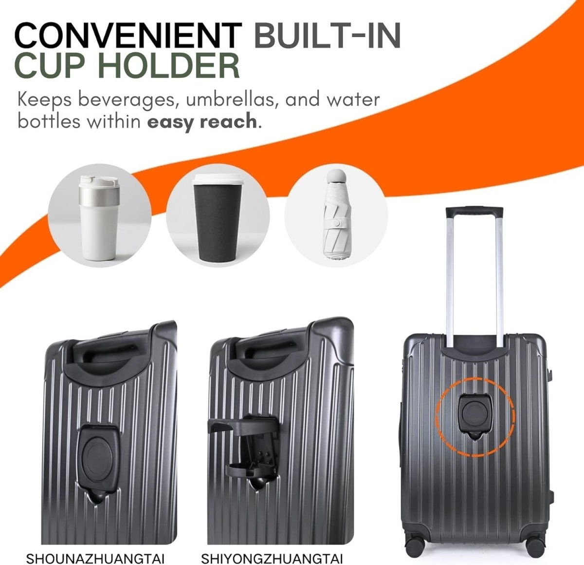 2pc Carry On Luggage Set Vanity Case & Cabin Spinner TSA Lock Cup Holder - Kwikley