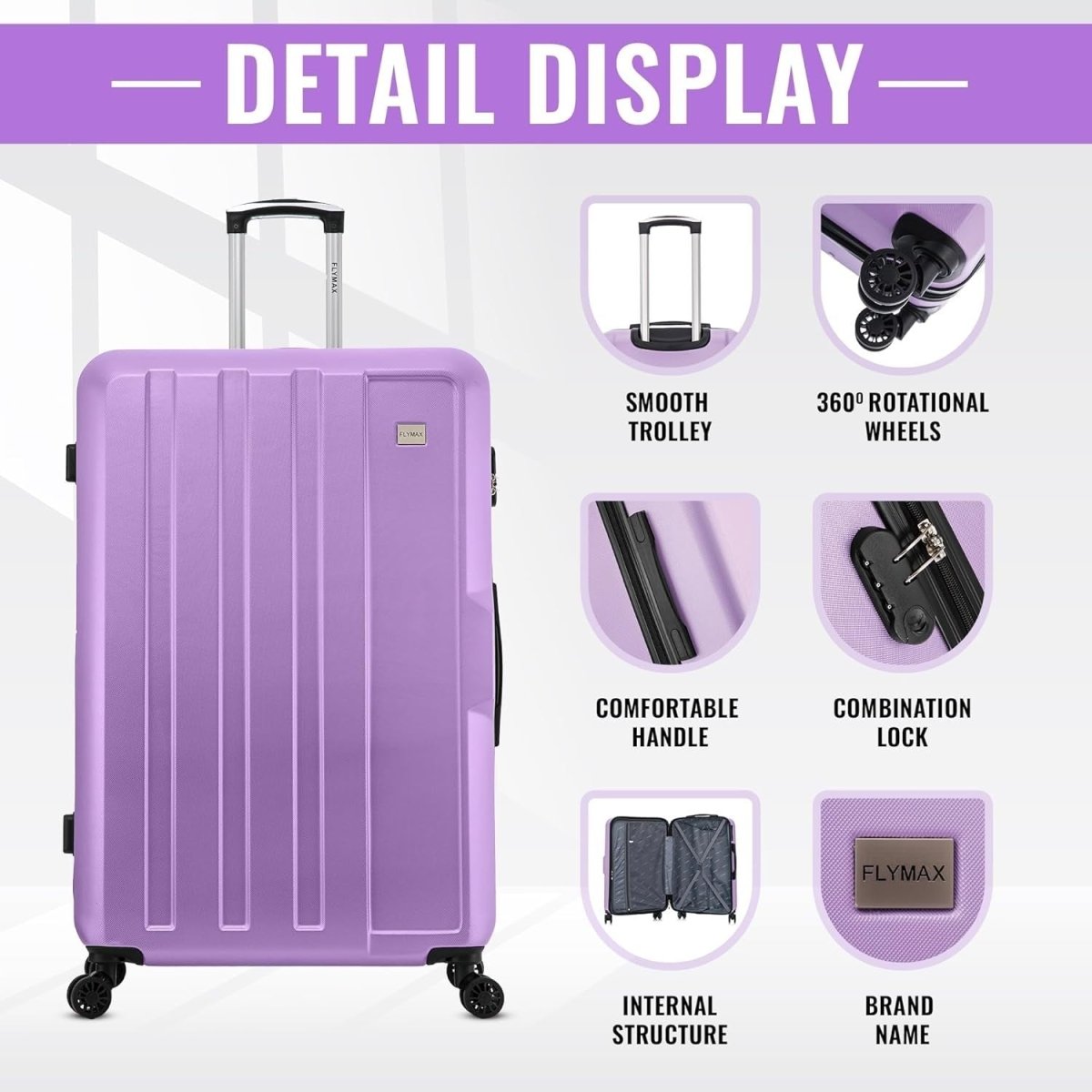 2pc Suitcase Bundle Large Hold & Cabin ABS Hard Shell Ultra Light Spinner - Kwikley