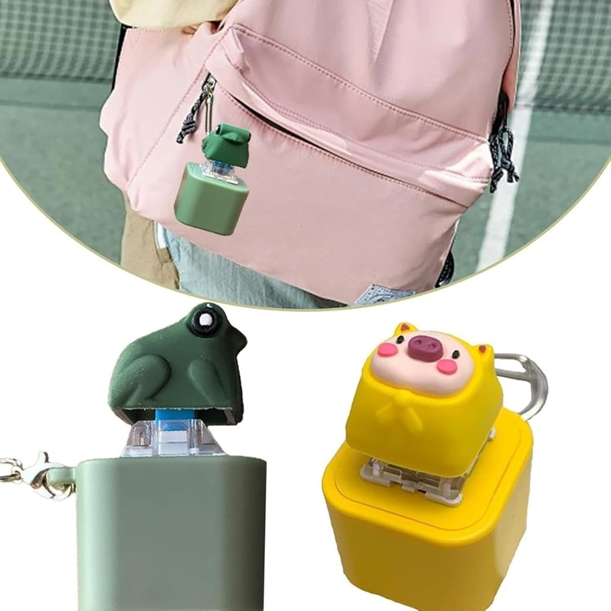 2pcs Yellow Frog Clicker Fidget Keychain LED Sound Stress Toy - Kwikley