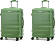 2x 20'' Cabin Suitcases Hard Shell PC Lightweight Spinner TSA Locks - Kwikley