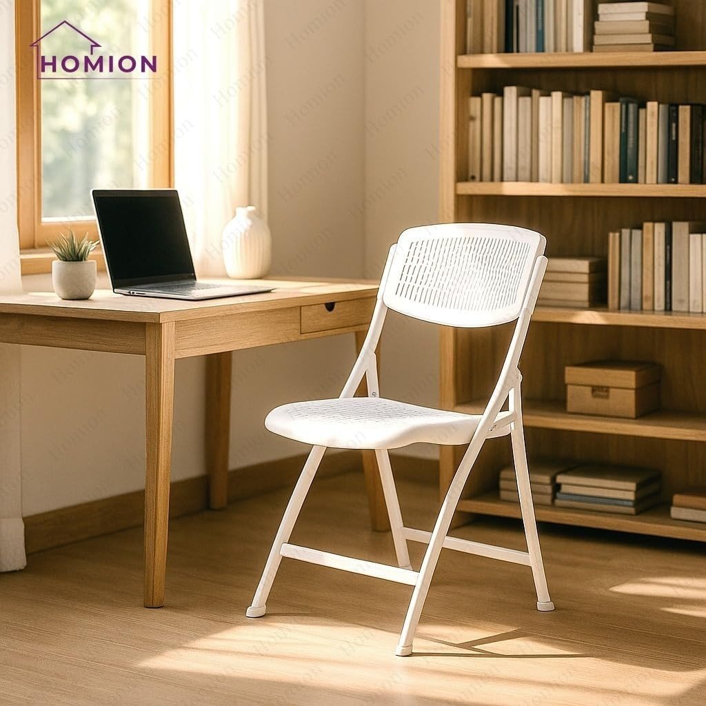 2x Folding Garden Chairs Lightweight Rattan Effect Patio Balcony White - Kwikley