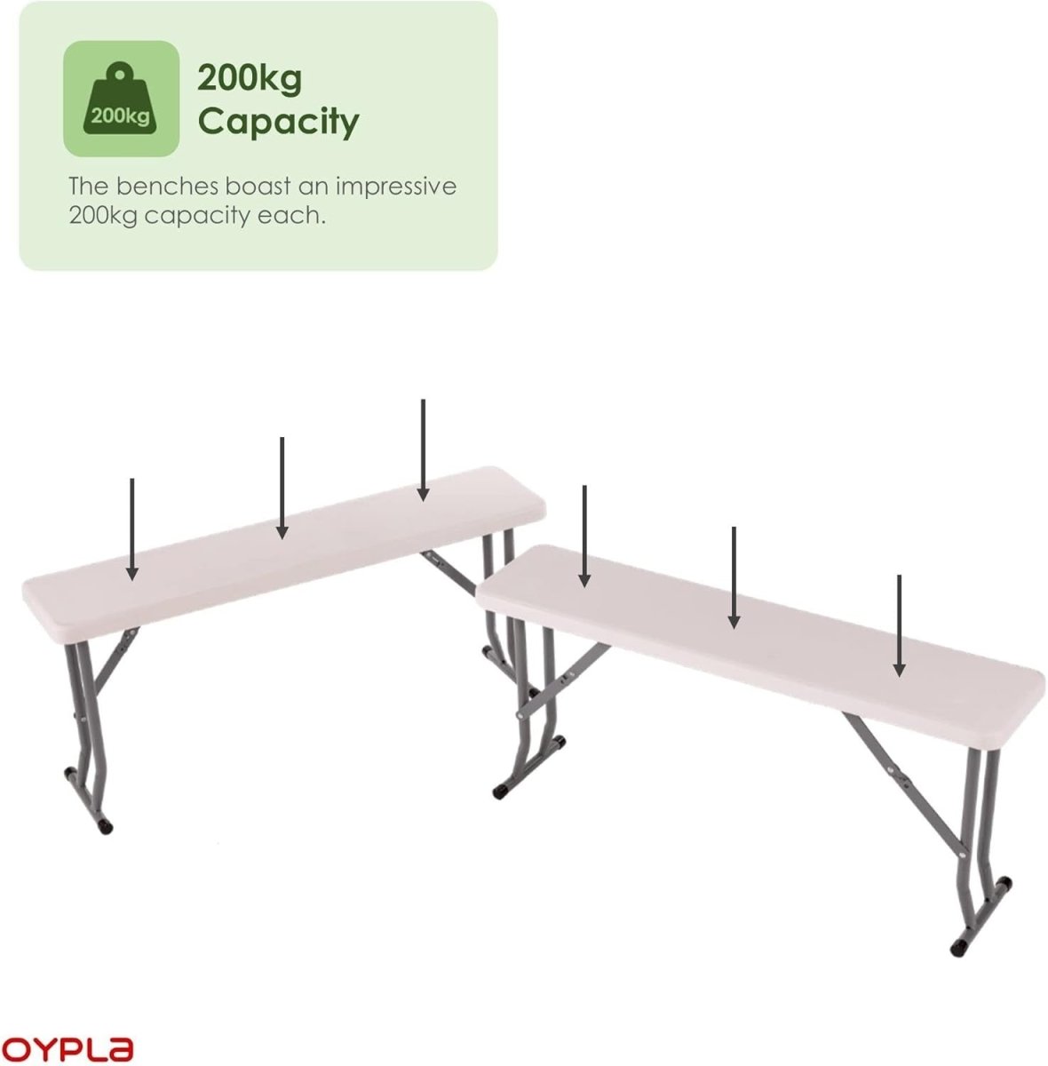 2x Folding Trestle Bench 3ft Heavy Duty Camping Picnic Seats Portable - Kwikley