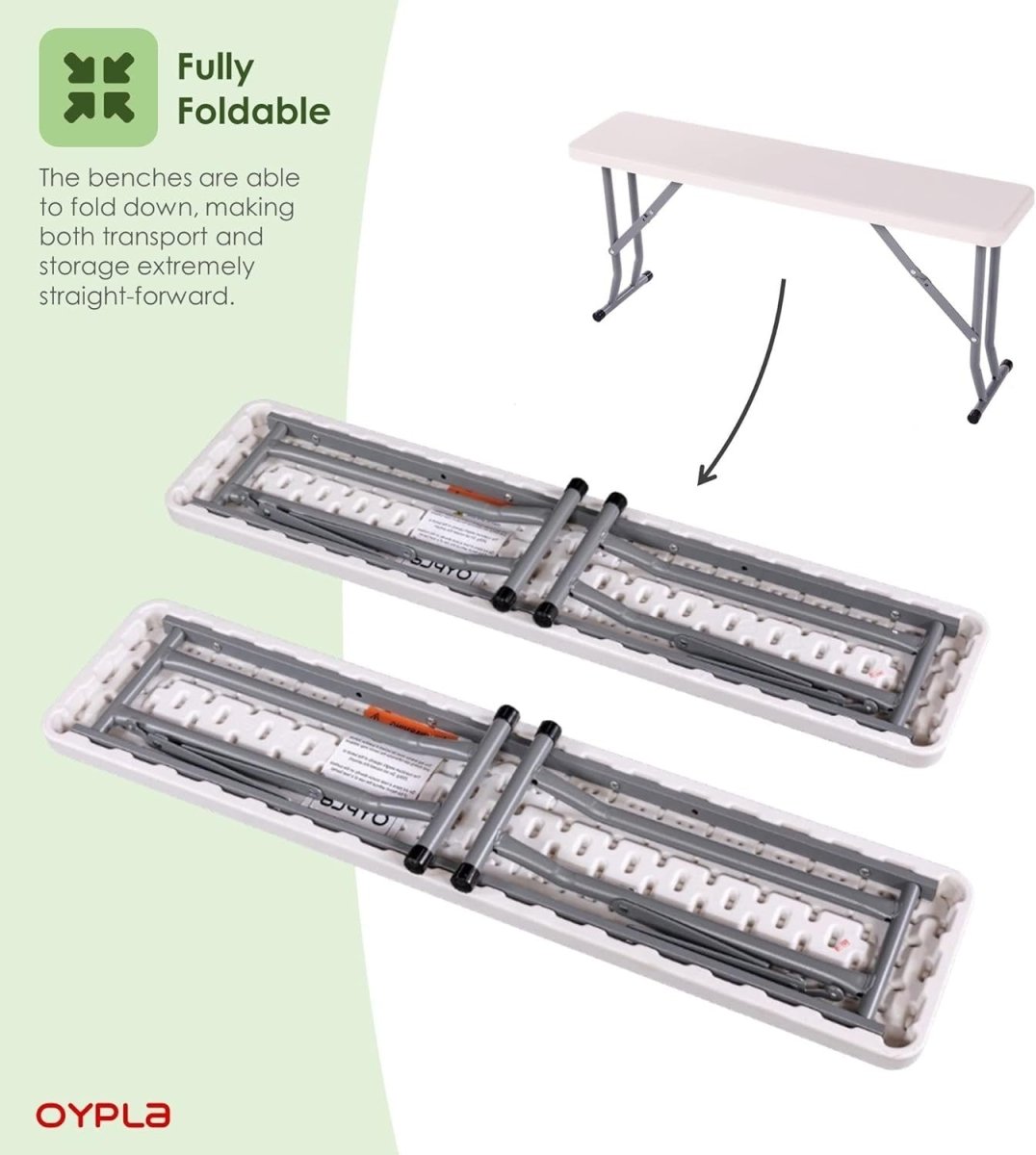 2x Folding Trestle Bench 3ft Heavy Duty Camping Picnic Seats Portable - Kwikley