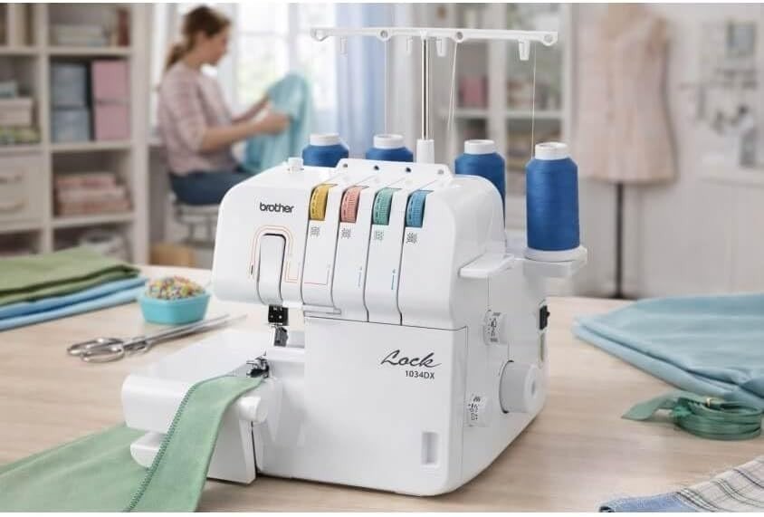 3 4 Thread Overlocker Sewing Machine Differential Feed Free Arm White - Kwikley