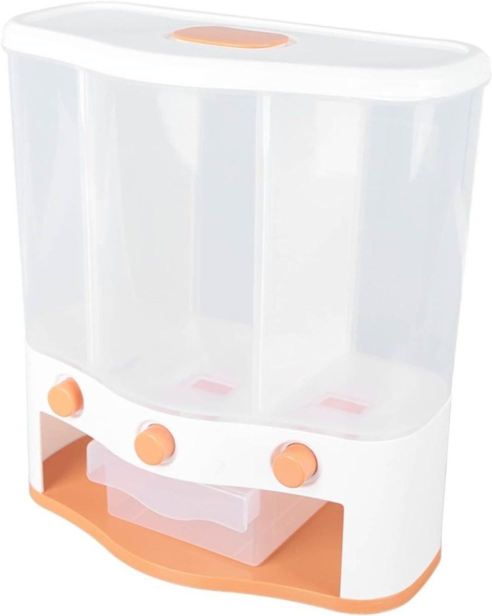 3 Grid Grain Dispenser Box 6L Rice Storage Container Clear Window - Kwikley
