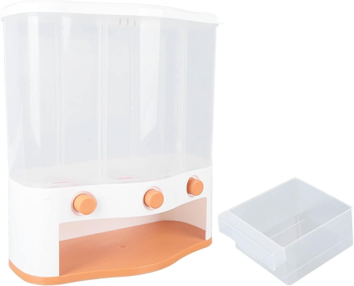 3 Grid Grain Dispenser Box 6L Rice Storage Container Clear Window - Kwikley