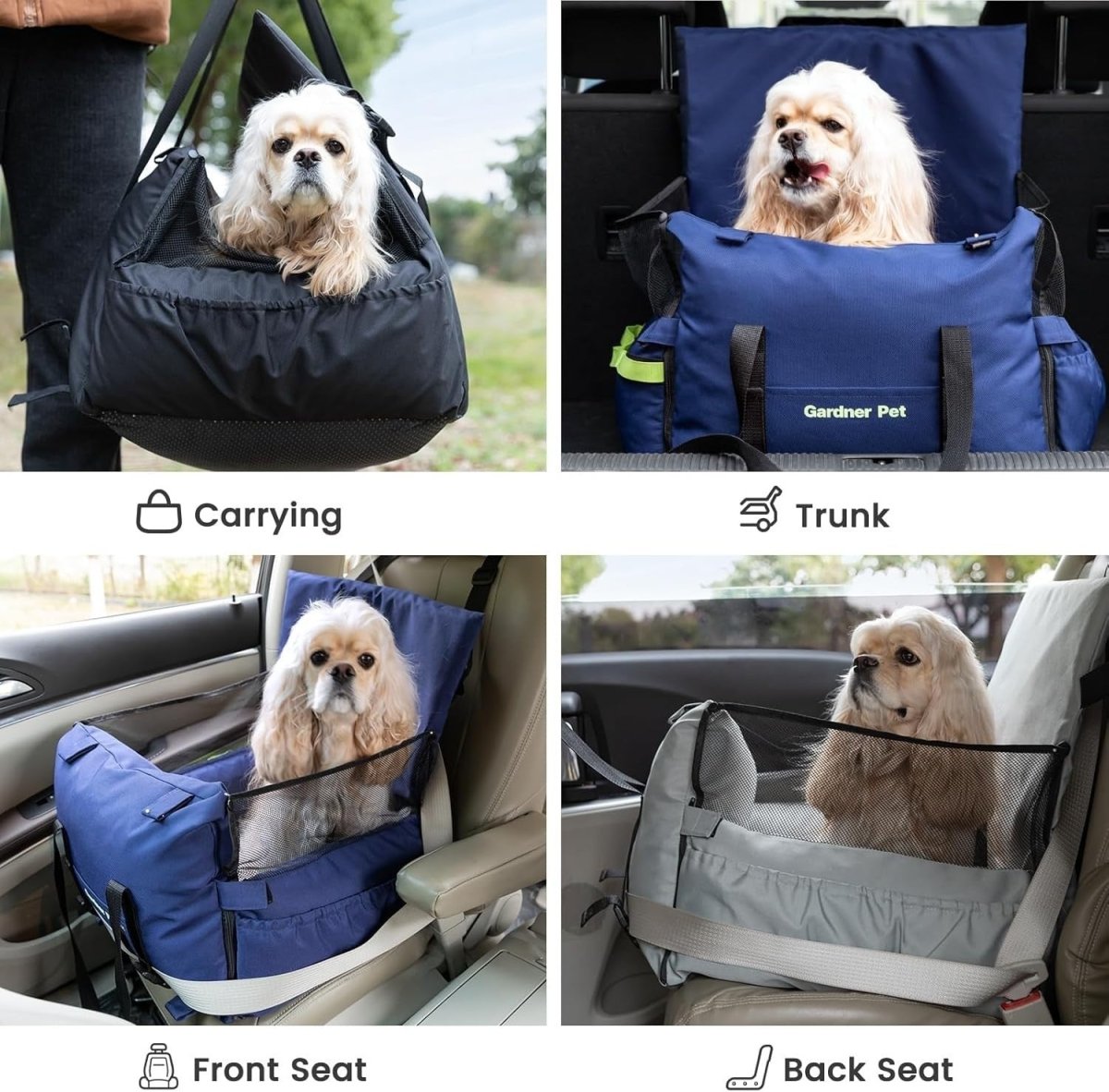 3 in 1 Dog Booster Car Seat Memory Foam Travel Bed Washable 14kg - Kwikley