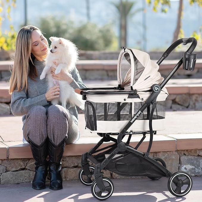 3 - in - 1 Foldable Pet Stroller with Detachable Carrier for Small Dogs Cats - Kwikley