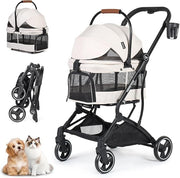 3 - in - 1 Foldable Pet Stroller with Detachable Carrier for Small Dogs Cats - Kwikley