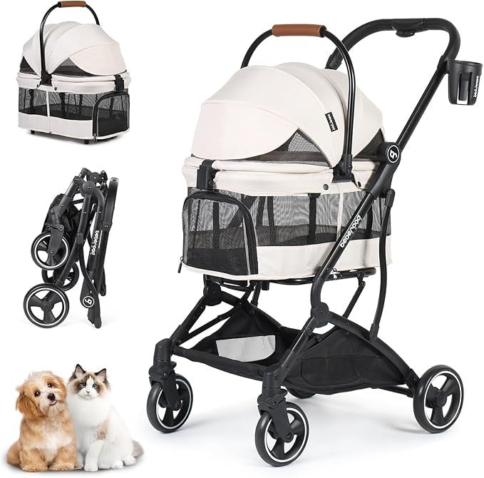 3 - in - 1 Foldable Pet Stroller with Detachable Carrier for Small Dogs Cats - Kwikley