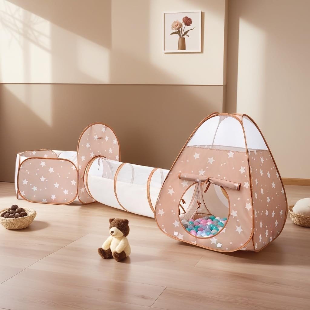 3 in 1 Kids Pop Up Play Tent Tunnel Ball Pit Indoor Outdoor - Kwikley