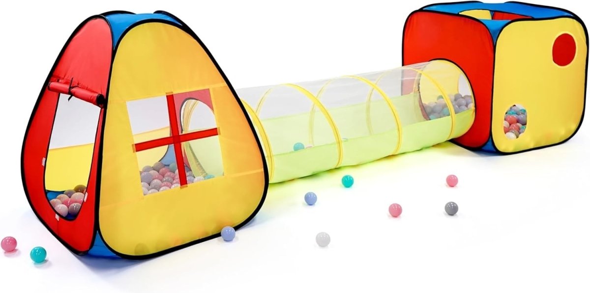3 in 1 Kids Pop Up Play Tent Tunnel Ball Pit Indoor Outdoor Set - Kwikley