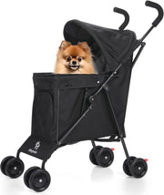 3 in 1 Pet Stroller Folding Dog Cat Pushchair 6 Wheel Travel - Kwikley