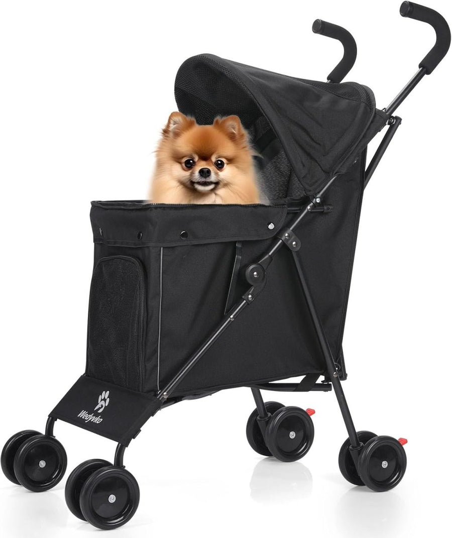 3 in 1 Pet Stroller Folding Dog Cat Pushchair 6 Wheel Travel - Kwikley