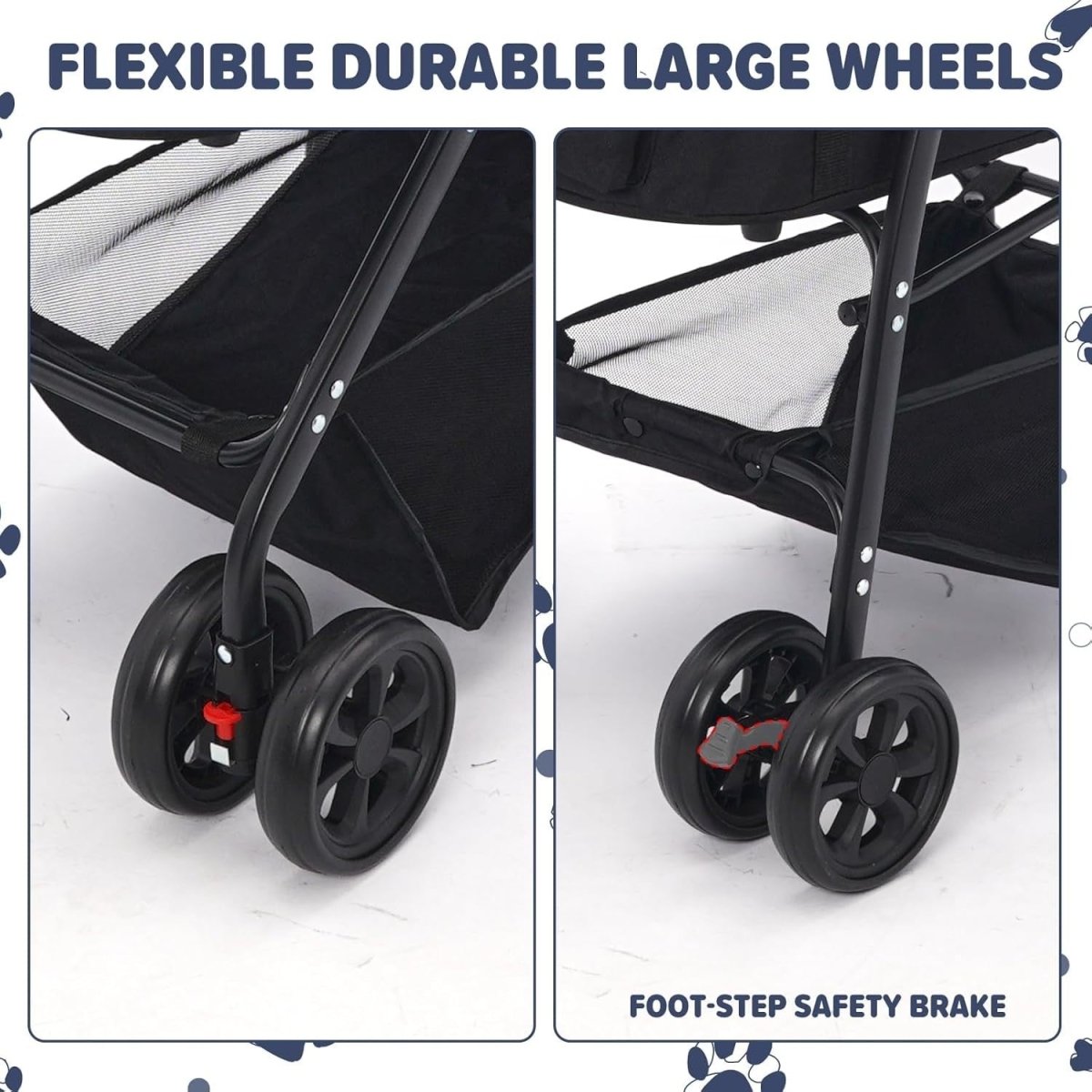 3 in 1 Pet Stroller Pram Foldable Carrier for Cat Dog Up to 20kg - Kwikley