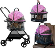 3 in 1 Pet Travel System Stroller Carrier Car Seat Small Dog Cat Pushchair - Kwikley