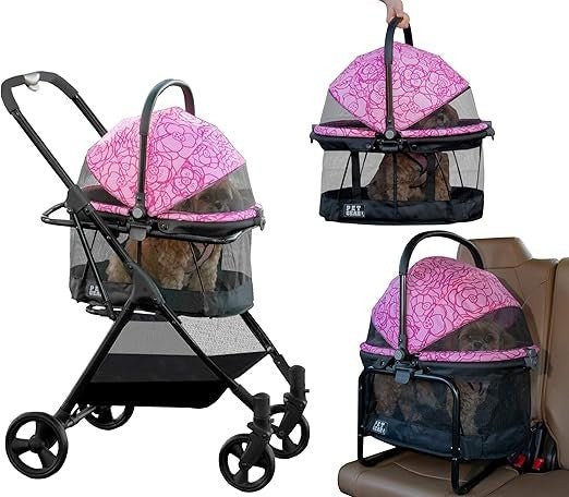 3 in 1 Pet Travel System Stroller Carrier Car Seat Small Dog Cat Pushchair - Kwikley
