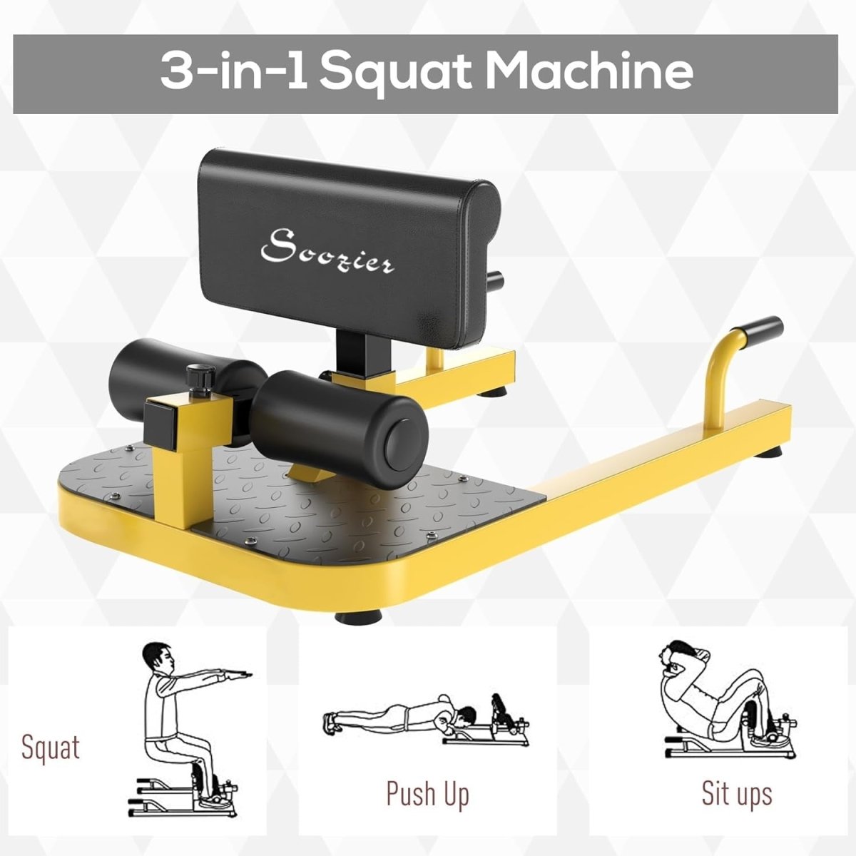 3 in 1 Sissy Squat Machine Push Up Sit Up Bench Home Gym Trainer - Kwikley