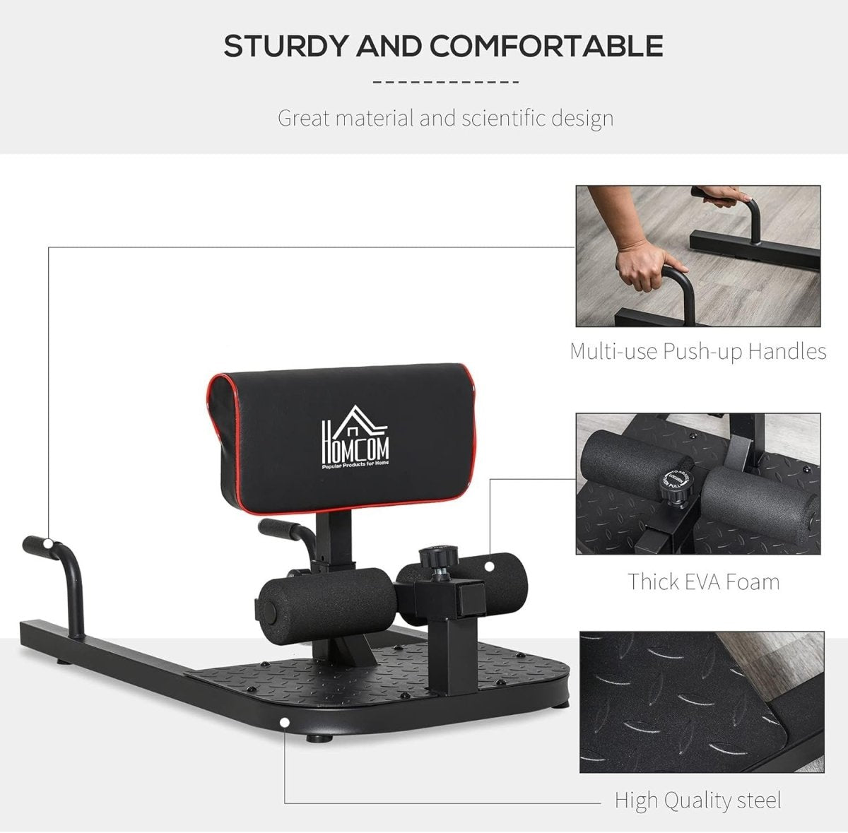 3 in 1 Squat Machine Hip Thrust Bench Push Up Stand Home Gym - Kwikley