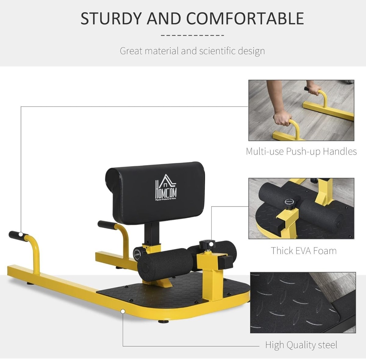 3-in-1 Squat Machine Hip Thrust Bench Push Up Stand Home Gym Trainer - Kwikley