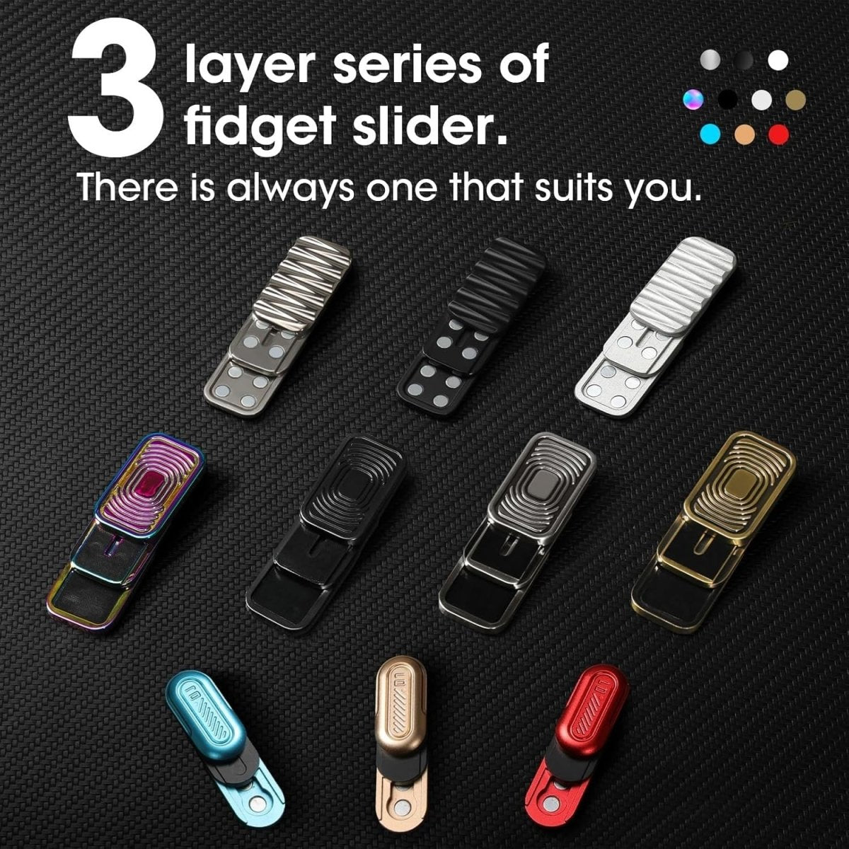 3 Layer Metal Magnetic Fidget Slider Click Stress Relief Pocket Toy - Kwikley