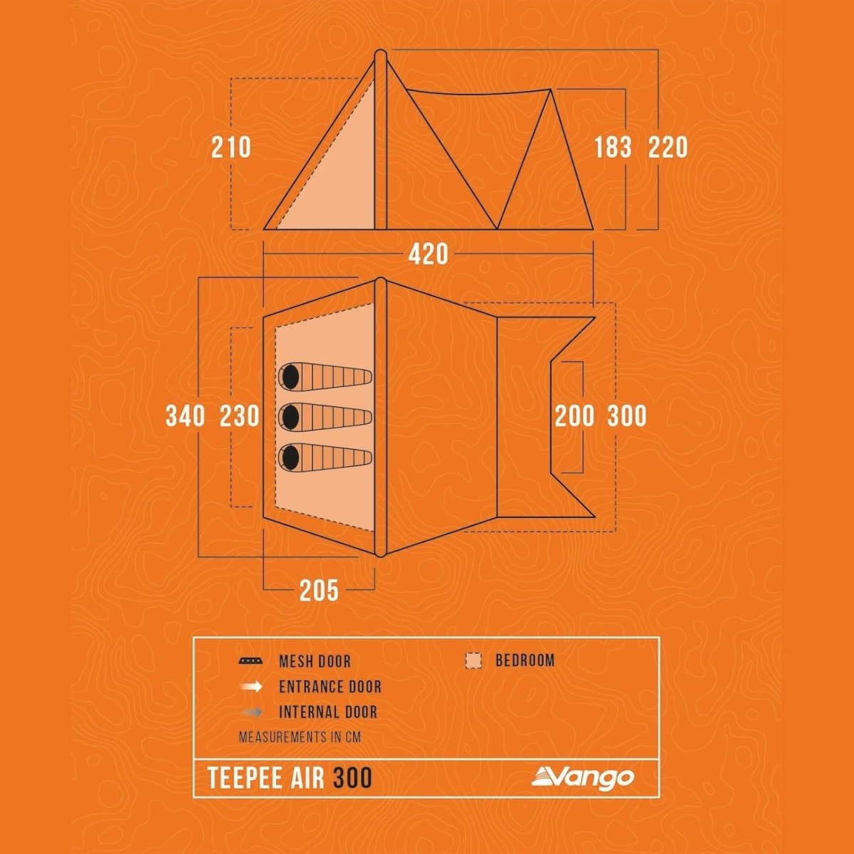 3 Man Airbeam Inflatable Teepee Tent 3000mm Waterproof - Kwikley