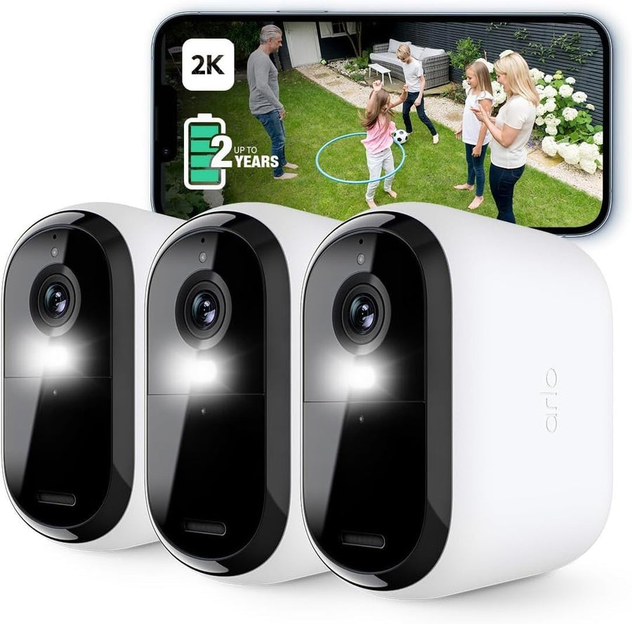 3 Pack 2K Wireless Security Cameras XL Battery Outdoor Night Vision - Kwikley