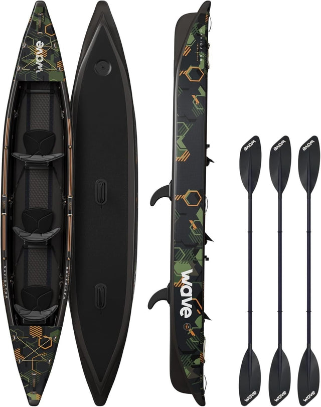 3 Person Inflatable Touring Kayak PVC Canoe Set w/ Pump Paddles