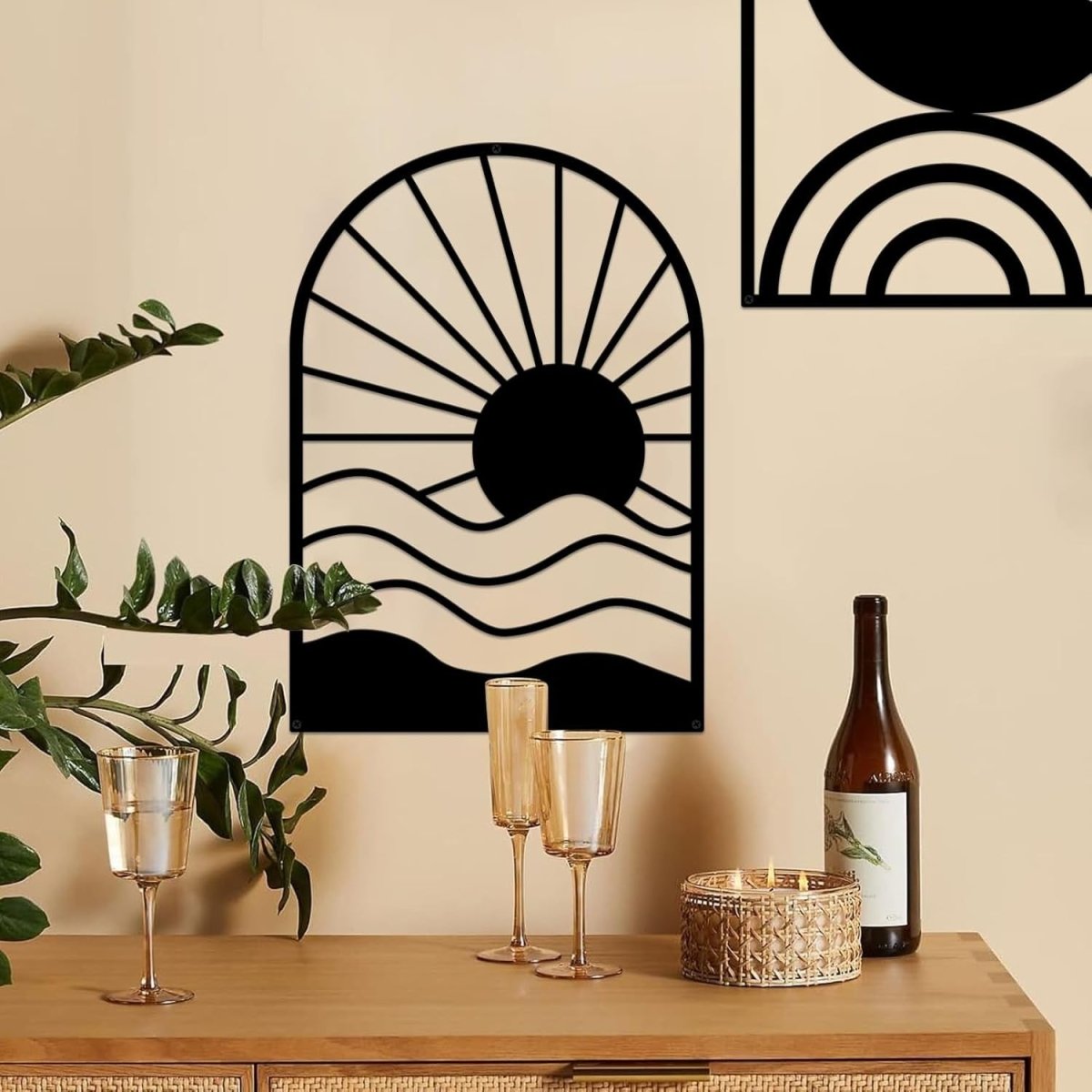3 - Piece Black Metal Wall Art Modern Geometric Minimalist Decor - Kwikley