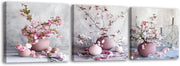 3 - Piece Cherry Blossom Canvas Wall Art 12x12in Pink Floral Prints - Kwikley