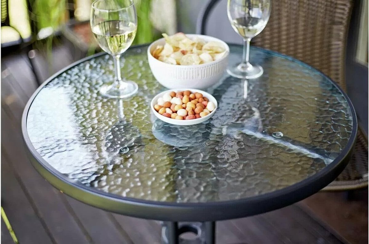 3 Piece Rattan Bistro Set Patio Table Chairs Outdoor Balcony Garden Dining - Kwikley