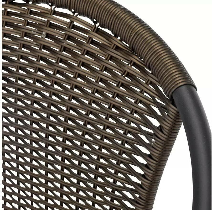 3 Piece Rattan Bistro Set Patio Table Chairs Outdoor Balcony Garden Dining - Kwikley