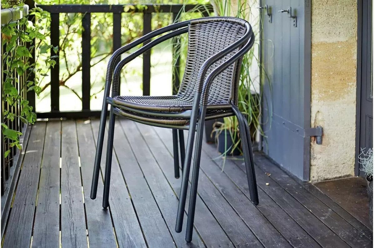 3 Piece Rattan Bistro Set Patio Table Chairs Outdoor Balcony Garden Dining - Kwikley