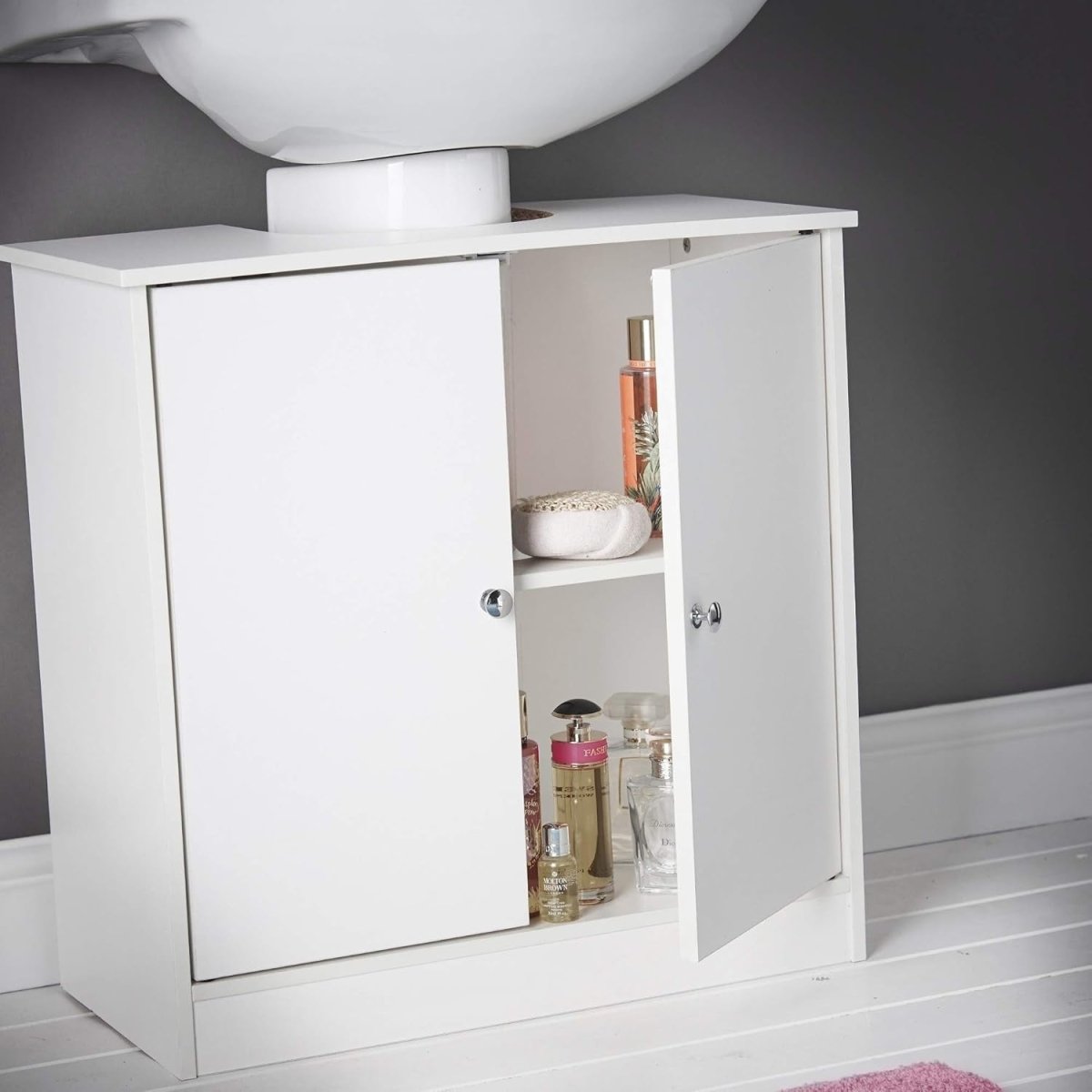 3 Piece White Bathroom Furniture Set | Under Sink, Tall & Mirror Cabinet Combo - Kwikley