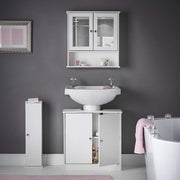3 Piece White Bathroom Furniture Set | Under Sink, Tall & Mirror Cabinet Combo - Kwikley