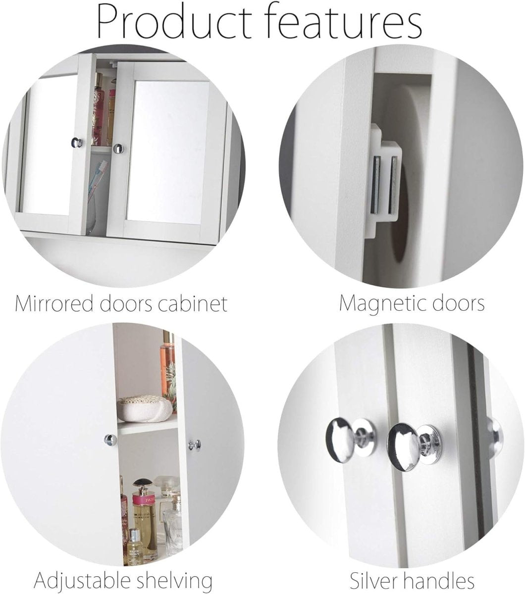 3 Piece White Bathroom Furniture Set | Under Sink, Tall & Mirror Cabinet Combo - Kwikley