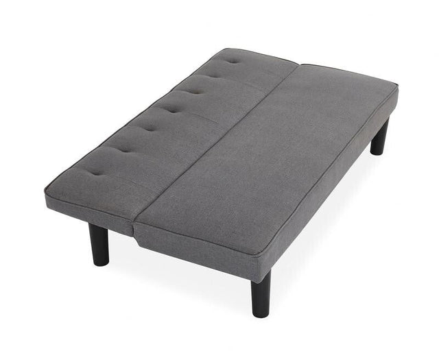 3 Seater Charcoal Grey Sofa Bed Tufted Clic Clac Recliner w/ Wood Frame