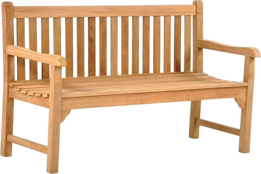 3 Seater Teak Wooden Garden Bench 150cm Patio Park Bench Seat - Kwikley