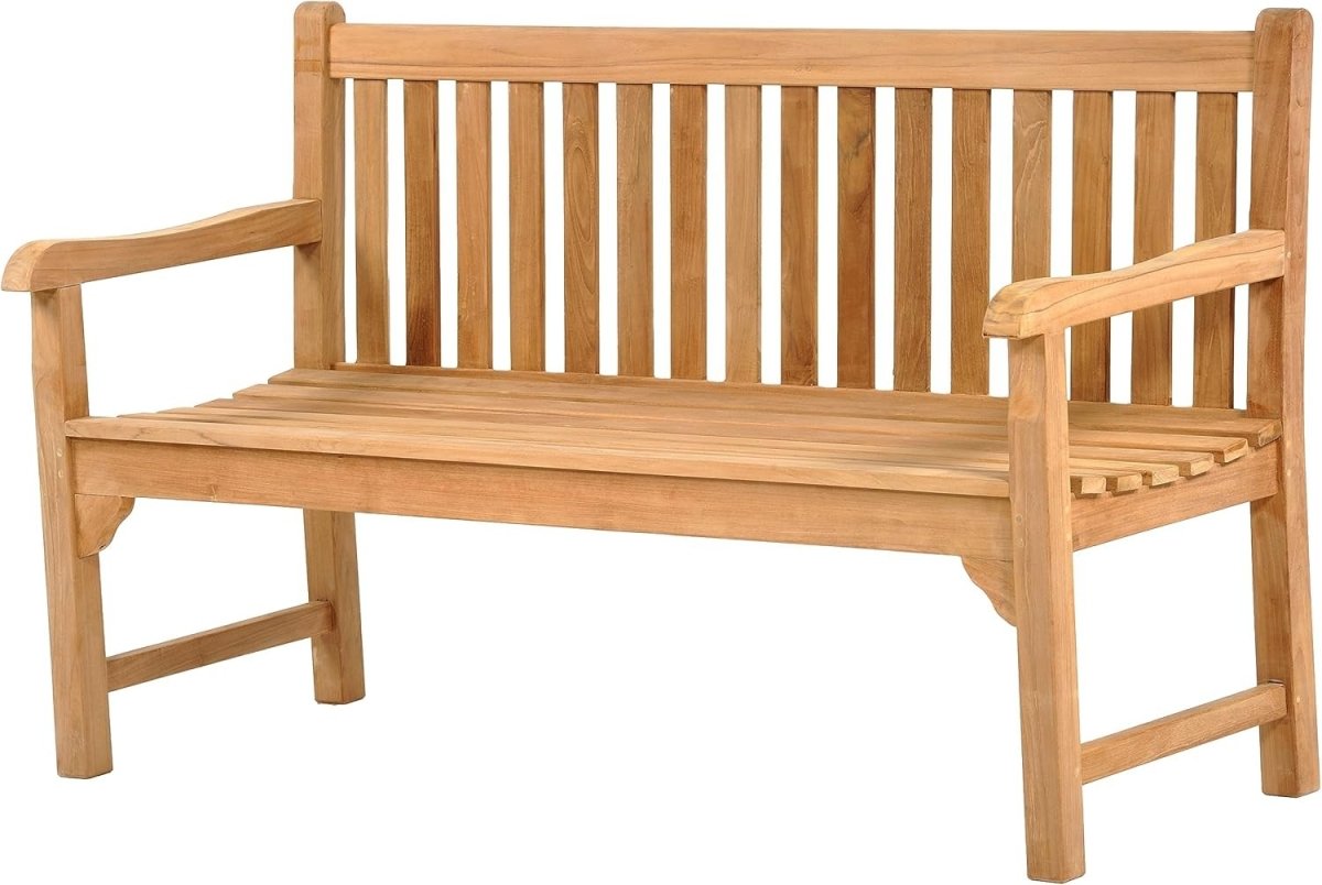 3 Seater Teak Wooden Garden Bench 150cm Patio Park Bench Seat - Kwikley