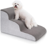 3 Tier Dog Stairs for Bed Non Slip Foam Pet Ramp Grey - Kwikley