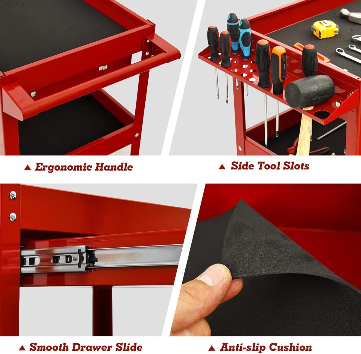 3 Tier Tool Trolley Heavy Duty Rolling Workstation Drawer - Kwikley