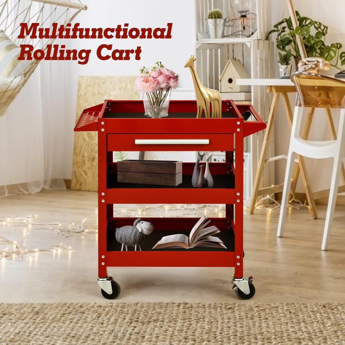 3 Tier Tool Trolley Heavy Duty Rolling Workstation Drawer - Kwikley