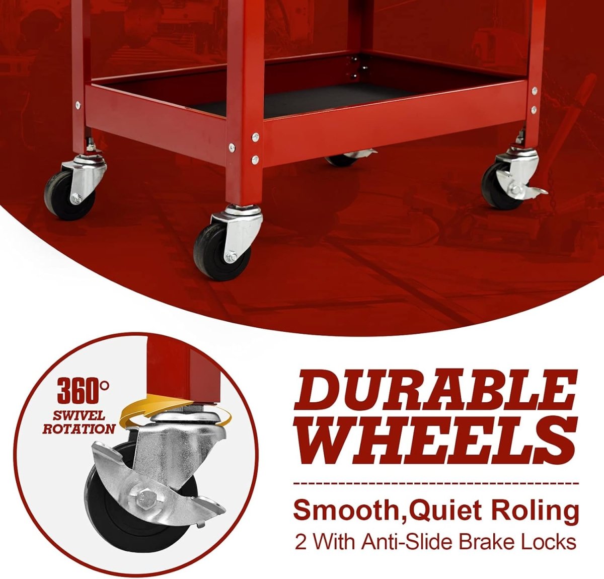 3 Tier Tool Trolley Heavy Duty Rolling Workstation Drawer - Kwikley