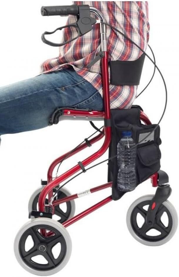 3 Wheel Rollator Walker Seat Lightweight Folding Mobility Aid Brakes - Kwikley