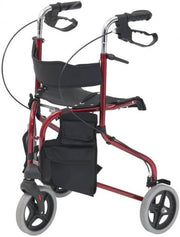 3 Wheel Rollator Walker Seat Lightweight Folding Mobility Aid Brakes - Kwikley