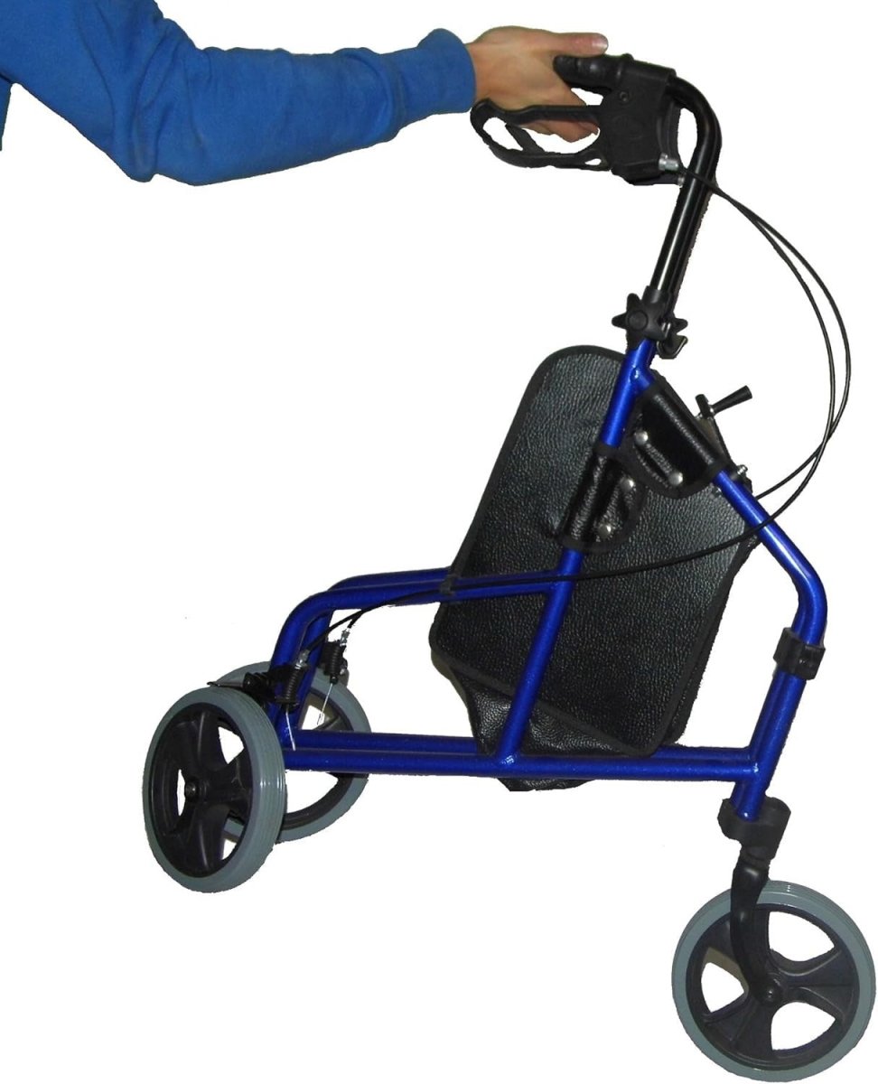 3 Wheel Rollator Walker Seat Lightweight Folding Mobility Aid Brakes - Kwikley