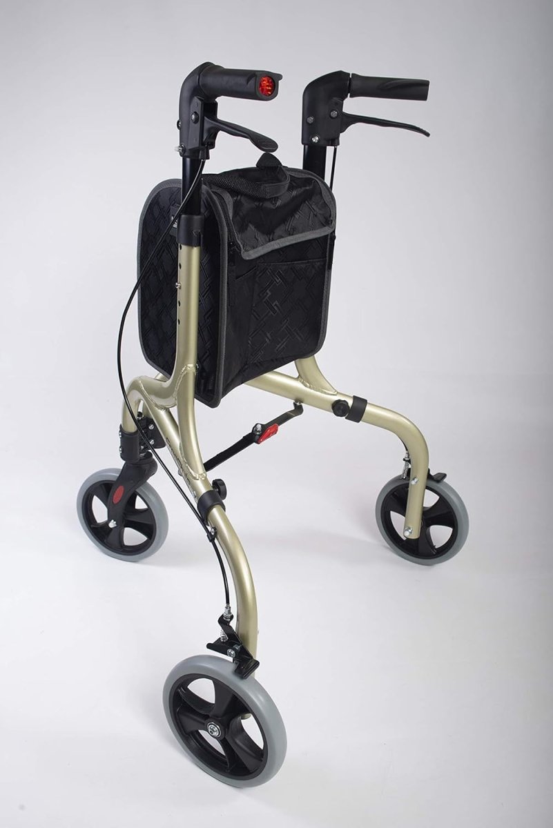 3 Wheel Rollator Walker Ultra Lightweight Folding Mobility Aid Travel Ready - Kwikley