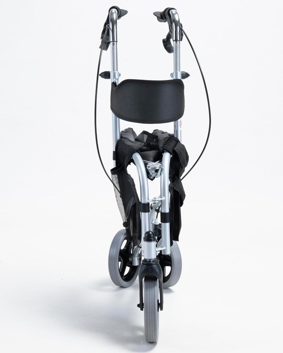 3 Wheel Rollator Walker with Seat Lightweight Folding Mobility Brakes - Kwikley